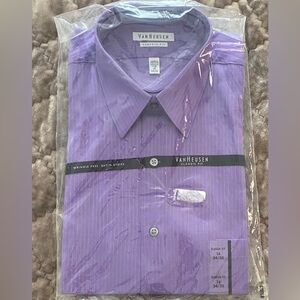 Brand New Wrinkle Free Classic Fit Van Heusen Men's purple stripe  Dress Shirt